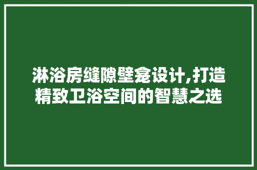 淋浴房缝隙壁龛设计,打造精致卫浴空间的智慧之选