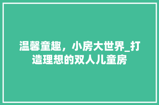 温馨童趣,小房大世界_打造理想的双人儿童房