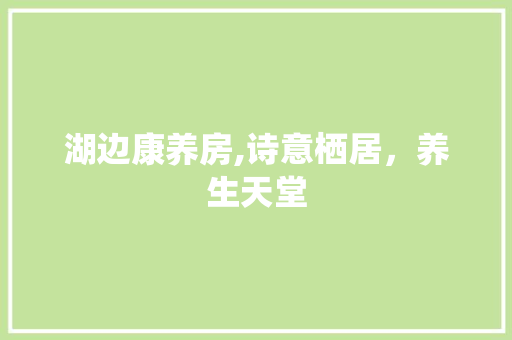 湖边康养房,诗意栖居，养生天堂