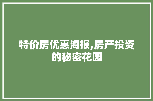 特价房优惠海报,房产投资的秘密花园