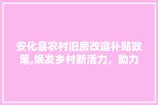 安化县农村旧房改造补贴政策,焕发乡村新活力，助力乡村振兴