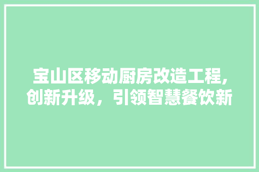 宝山区移动厨房改造工程,创新升级，引领智慧餐饮新潮流