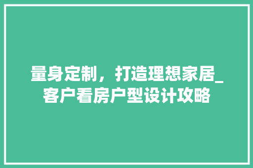 量身定制，打造理想家居_客户看房户型设计攻略