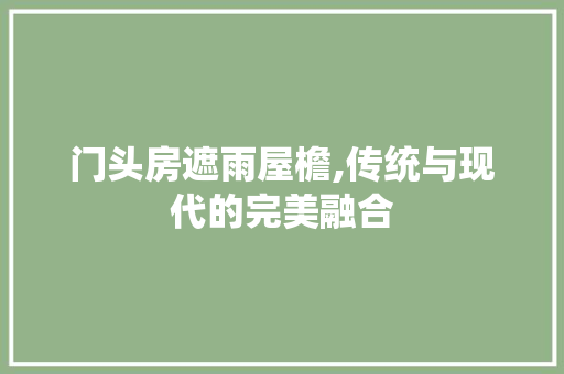 门头房遮雨屋檐,传统与现代的完美融合 墙面装饰