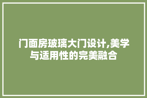门面房玻璃大门设计,美学与适用性的完美融合