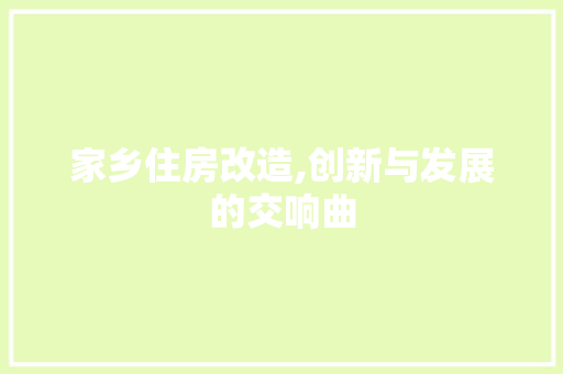 家乡住房改造,创新与发展的交响曲