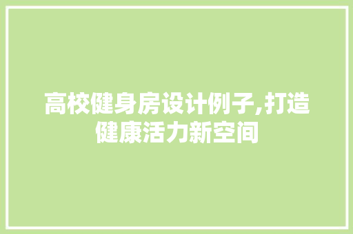 高校健身房设计例子,打造健康活力新空间