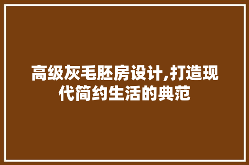 高级灰毛胚房设计,打造现代简约生活的典范