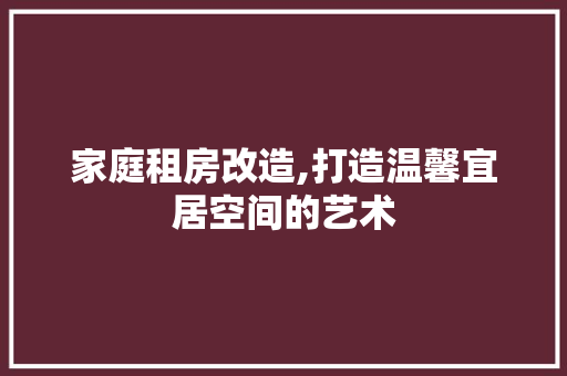 家庭租房改造,打造温馨宜居空间的艺术