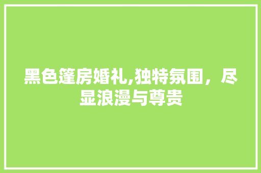黑色篷房婚礼,独特氛围，尽显浪漫与尊贵