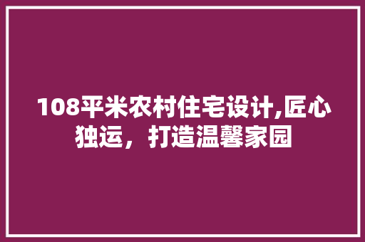 108平米农村住宅设计,匠心独运，打造温馨家园 装修材料