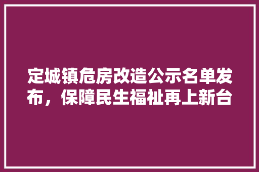 定城镇危房改造公示名单发布，保障民生福祉再上新台阶
