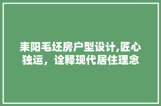 耒阳毛坯房户型设计,匠心独运，诠释现代居住理念