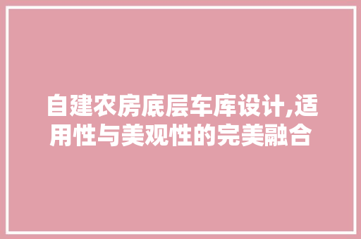 自建农房底层车库设计,适用性与美观性的完美融合