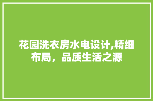 花园洗衣房水电设计,精细布局，品质生活之源