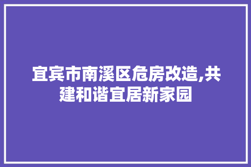 宜宾市南溪区危房改造,共建和谐宜居新家园