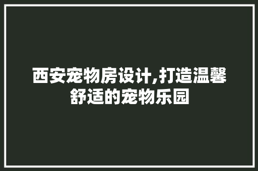 西安宠物房设计,打造温馨舒适的宠物乐园