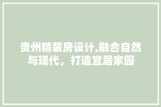贵州精装房设计,融合自然与现代，打造宜居家园