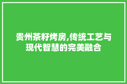 贵州茶籽烤房,传统工艺与现代智慧的完美融合