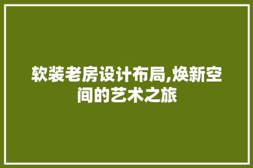 软装老房设计布局,焕新空间的艺术之旅 建筑设计