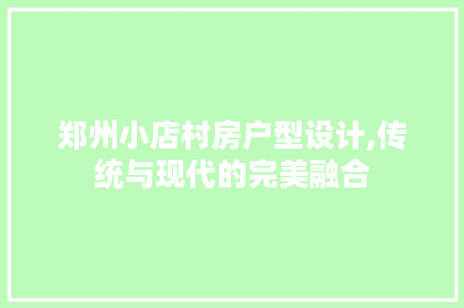 郑州小店村房户型设计,传统与现代的完美融合 装修材料