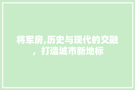 将军房,历史与现代的交融,打造城市新地标