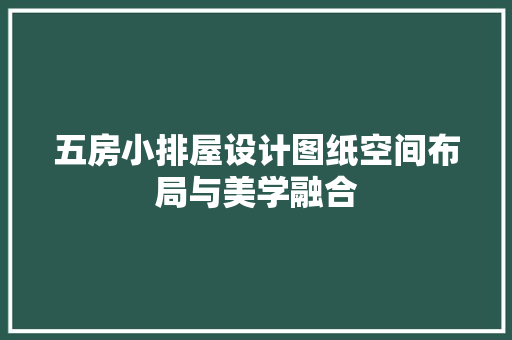 五房小排屋设计图纸空间布局与美学融合 景观设计