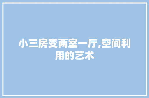 小三房变两室一厅,空间利用的艺术