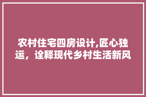 农村住宅四房设计,匠心独运，诠释现代乡村生活新风尚
