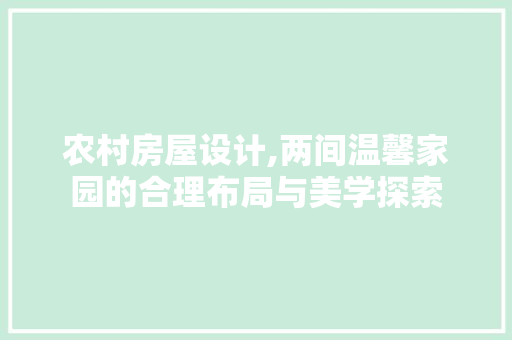 农村房屋设计,两间温馨家园的合理布局与美学探索