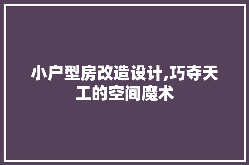 小户型房改造设计,巧夺天工的空间魔术