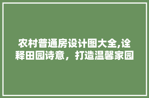 农村普通房设计图大全,诠释田园诗意，打造温馨家园