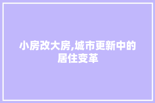 小房改大房,城市更新中的居住变革