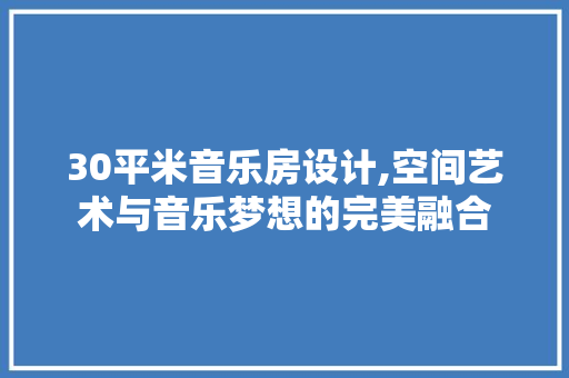 30平米音乐房设计,空间艺术与音乐梦想的完美融合 庭院装修