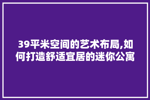 39平米空间的艺术布局,如何打造舒适宜居的迷你公寓