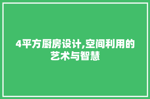 4平方厨房设计,空间利用的艺术与智慧 门窗装修