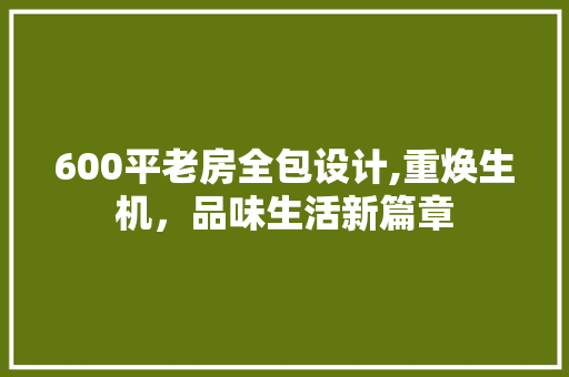600平老房全包设计,重焕生机，品味生活新篇章 装修攻略