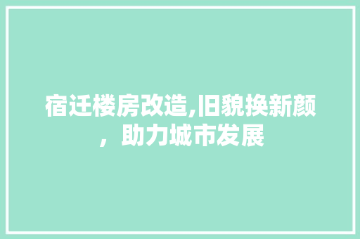 宿迁楼房改造,旧貌换新颜，助力城市发展