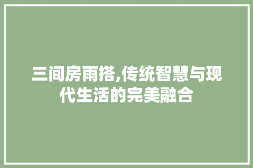 三间房雨搭,传统智慧与现代生活的完美融合
