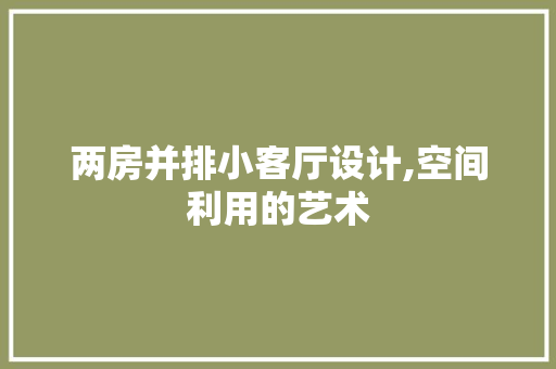 两房并排小客厅设计,空间利用的艺术 装修攻略