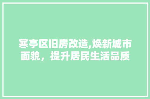 寒亭区旧房改造,焕新城市面貌，提升居民生活品质