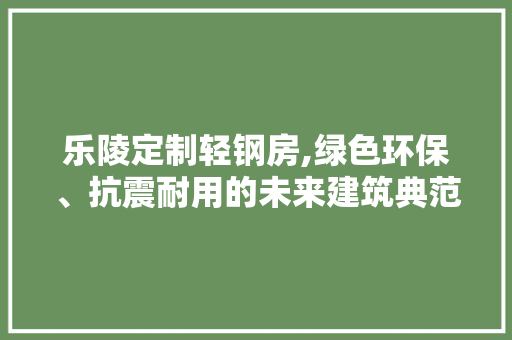 乐陵定制轻钢房,绿色环保、抗震耐用的未来建筑典范 装修材料