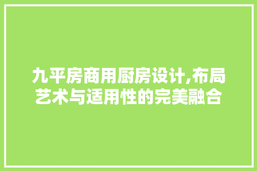 九平房商用厨房设计,布局艺术与适用性的完美融合 景观设计