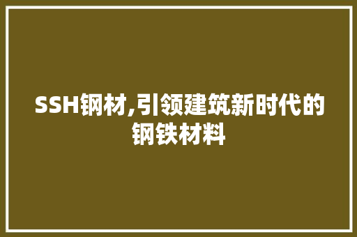 SSH钢材,引领建筑新时代的钢铁材料