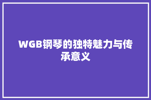 WGB钢琴的独特魅力与传承意义