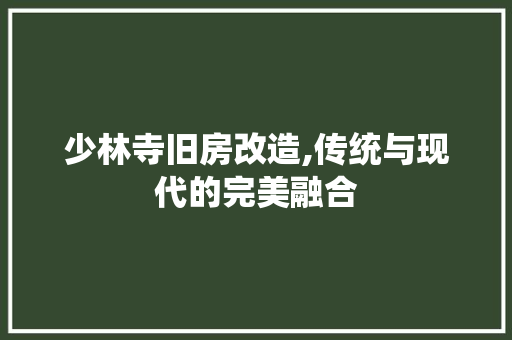 少林寺旧房改造,传统与现代的完美融合