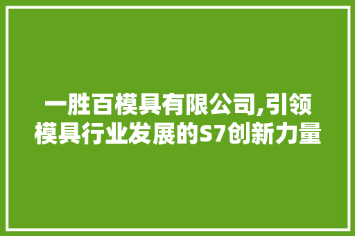 一胜百模具有限公司,引领模具行业发展的S7创新力量