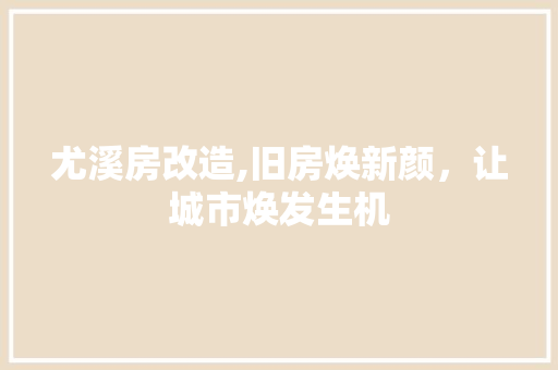 尤溪房改造,旧房焕新颜，让城市焕发生机