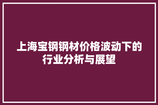 上海宝钢钢材价格波动下的行业分析与展望 建筑设计