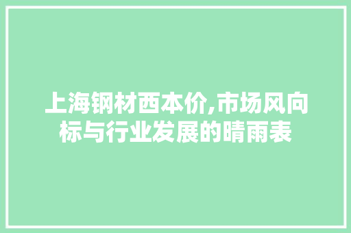 上海钢材西本价,市场风向标与行业发展的晴雨表